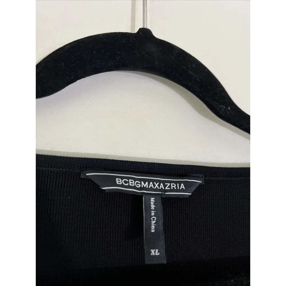 BCBGMAXAZRIA Long Sleeve Bodycon Cut Out Sweater Top in Black Size XL